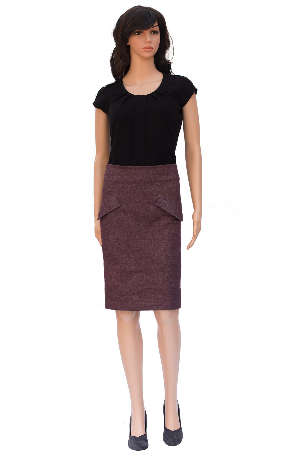 Tapered cotton skirt with pockets for office wear