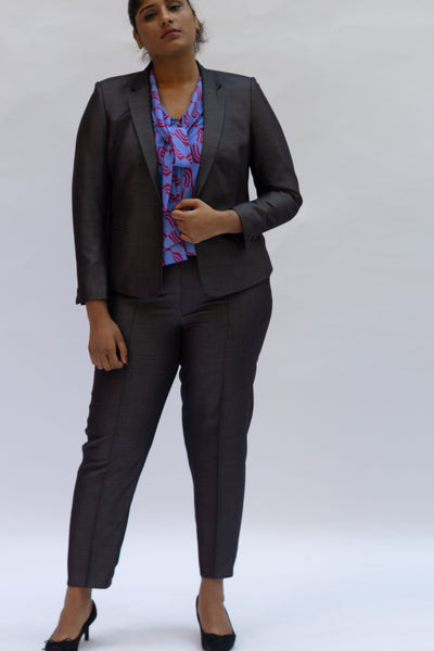 Charcoal Pin-tucked Cropped Pants