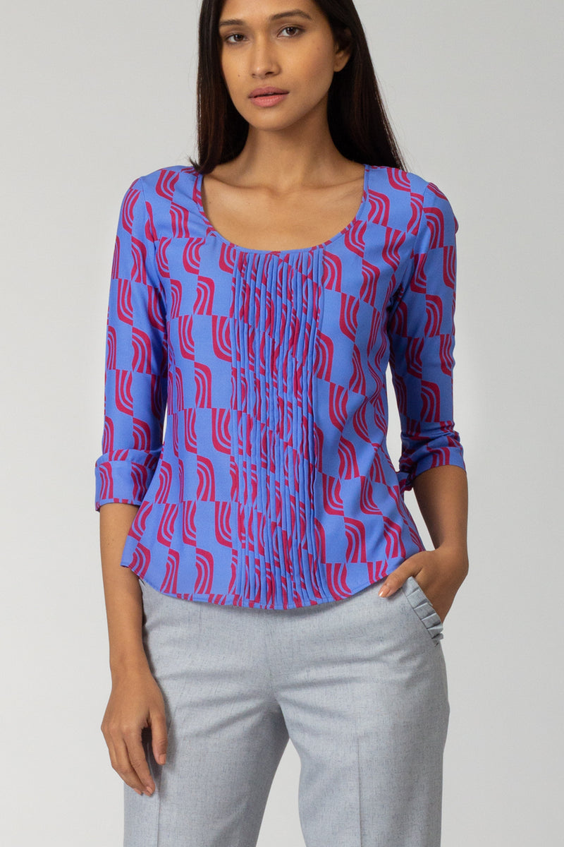 Accordion Tie Sleeve Printed Top