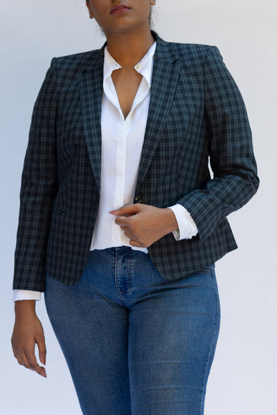 Green Plaid Jacket in Cotton