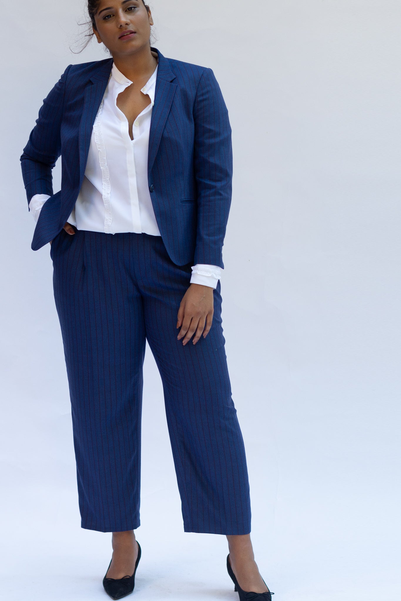 Formal Pinstripe Blazer for Women Intermod Workwear