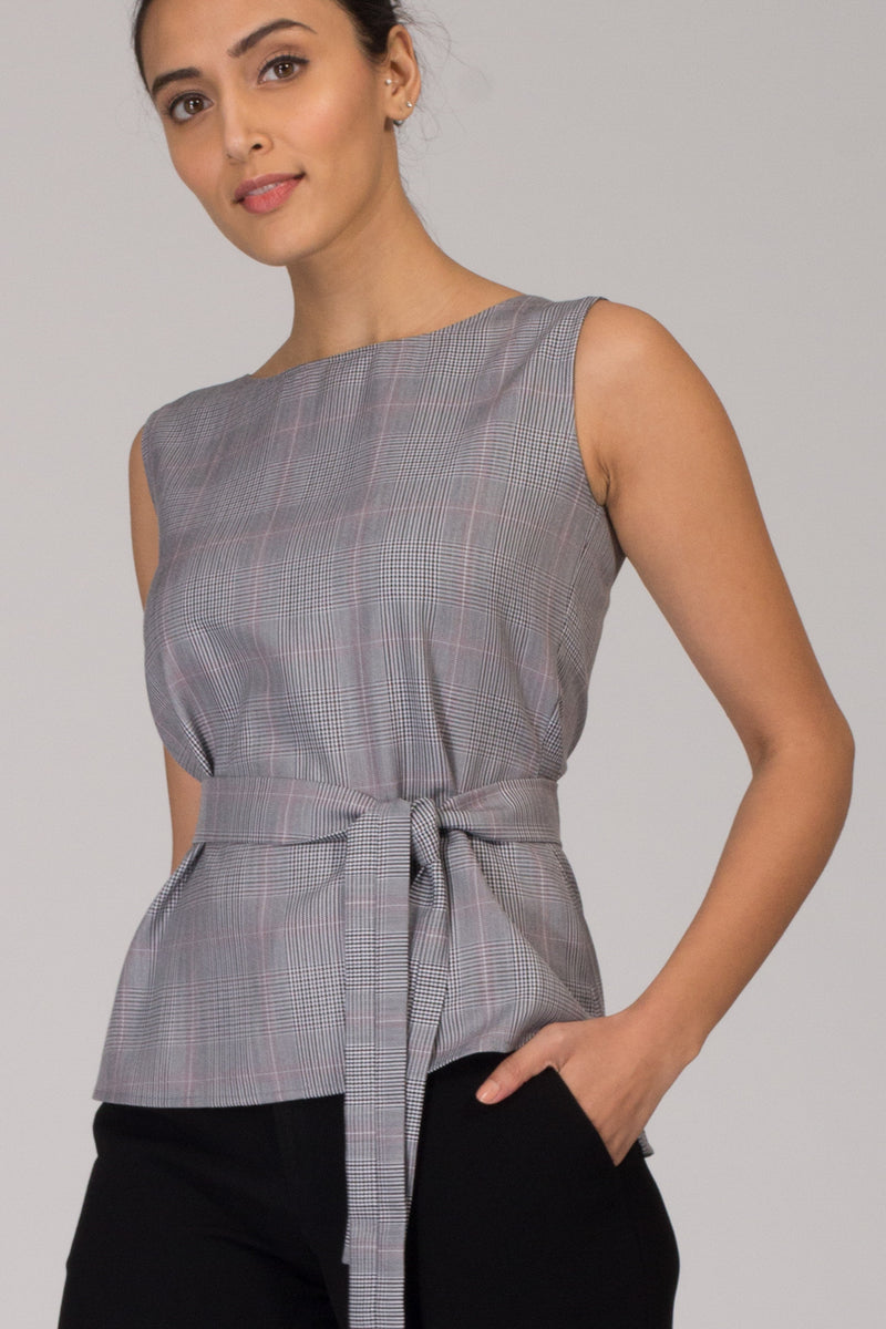 Monana Plaid Top with Removable Belt