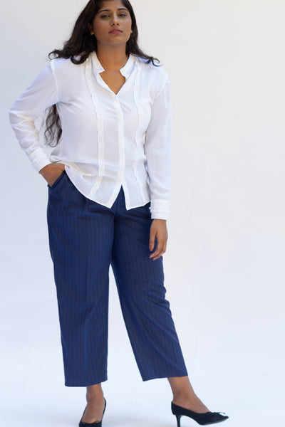 Moreno Ruffled Mandarin Collar Shirt