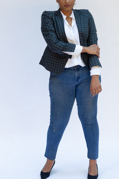 Green Plaid Jacket in Cotton
