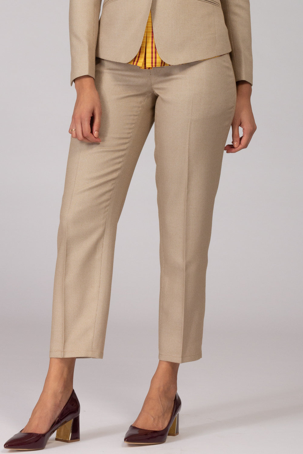 Beige Formal Trousers