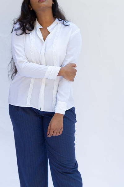 Moreno Ruffled Mandarin Collar Shirt