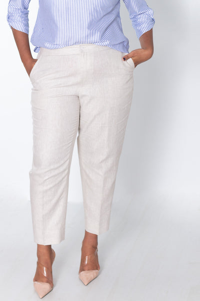 Pure Linen Formal Pants in Natural color