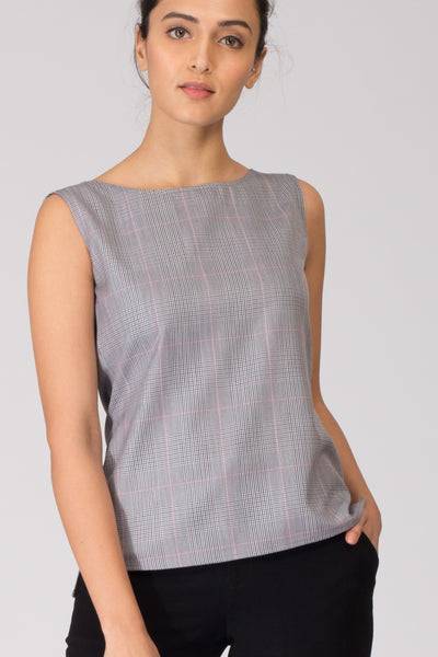 Monana Plaid Top with Removable Belt