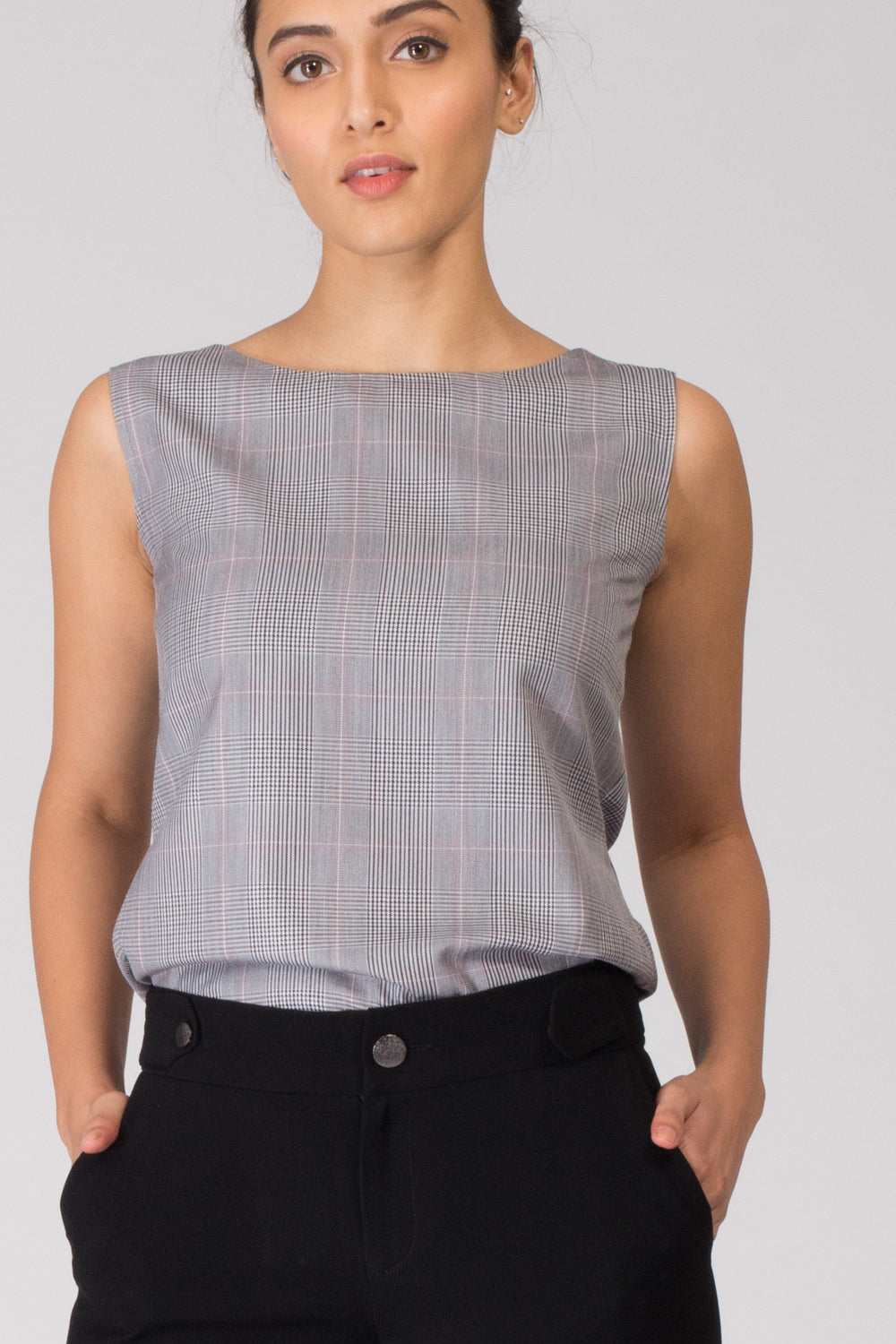 Monana Plaid Top with Removable Belt