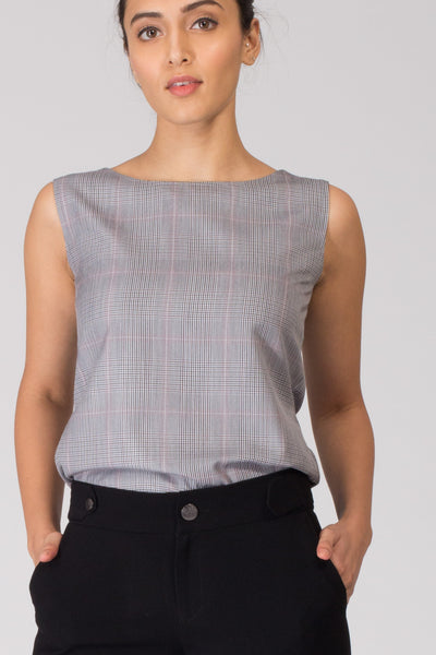 Monana Plaid Top with Removable Belt