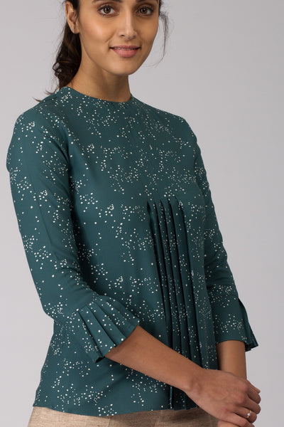 Green Galaxy Pleated top