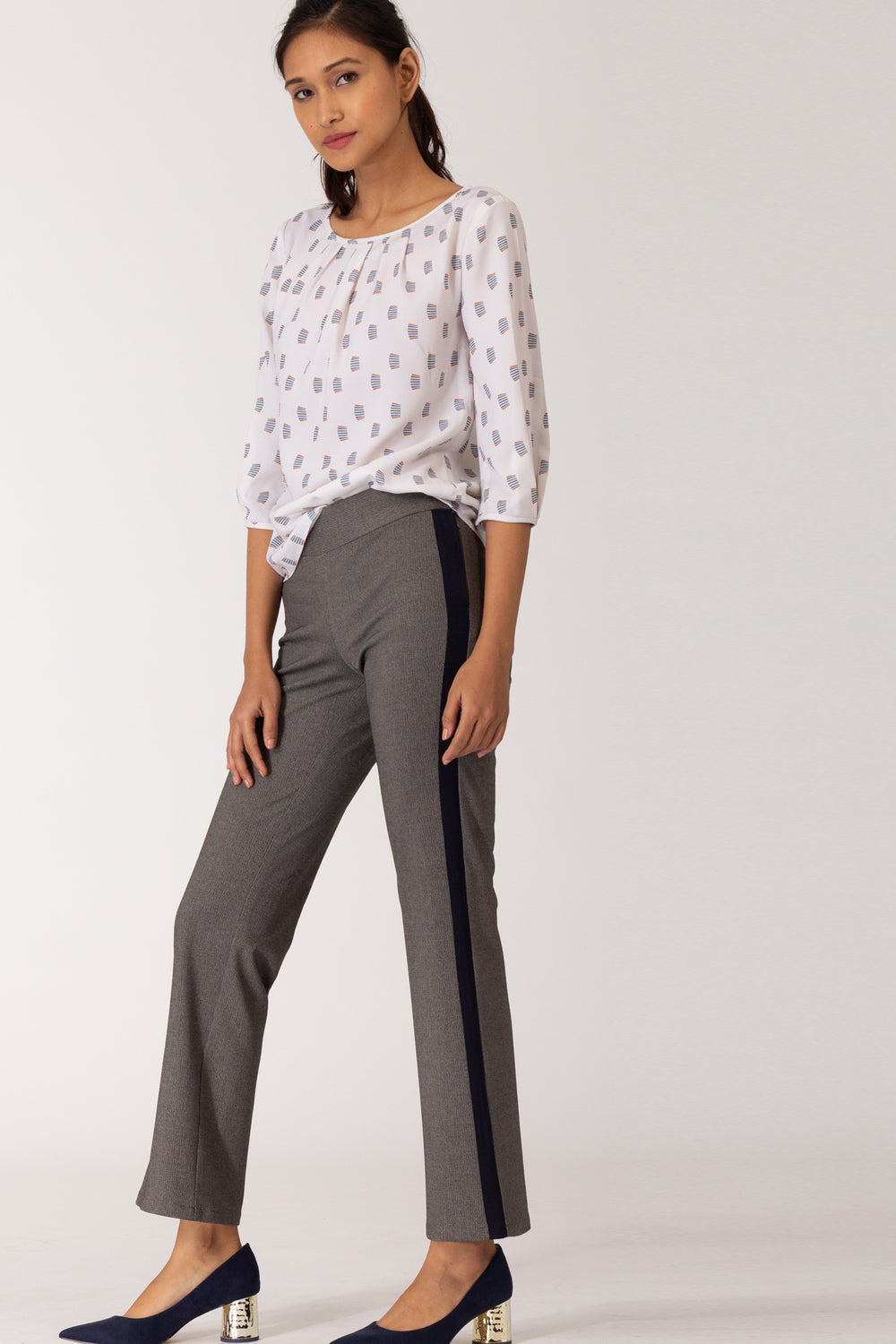 Contrast Panel Flared Pants