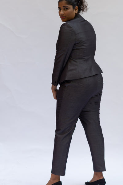 Charcoal Pin-tucked Cropped Pants