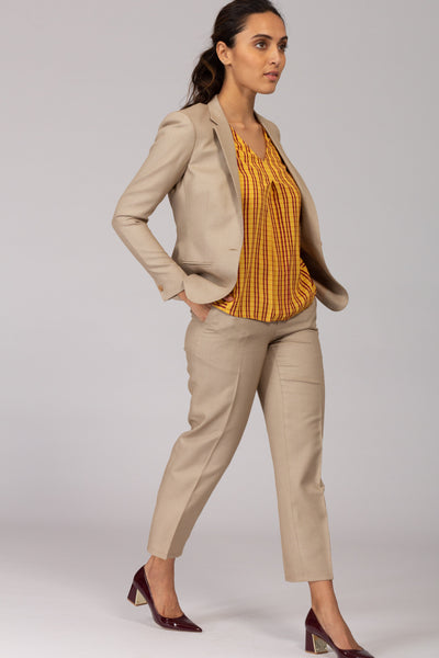 Beige Formal Trousers