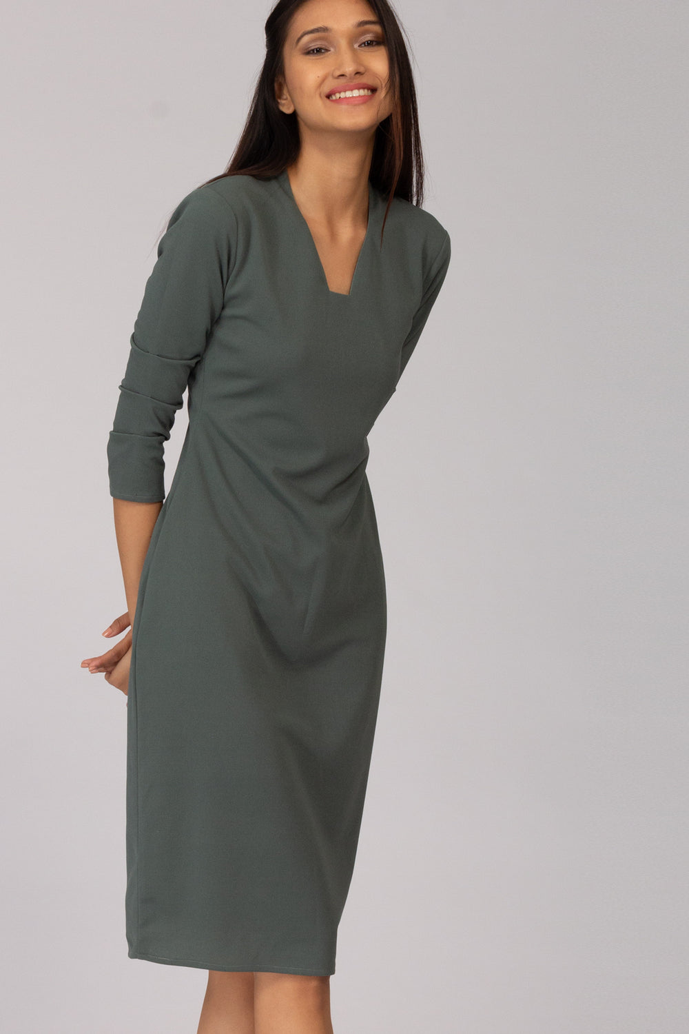 Moscow Shift Dress with Pleated Sleeve