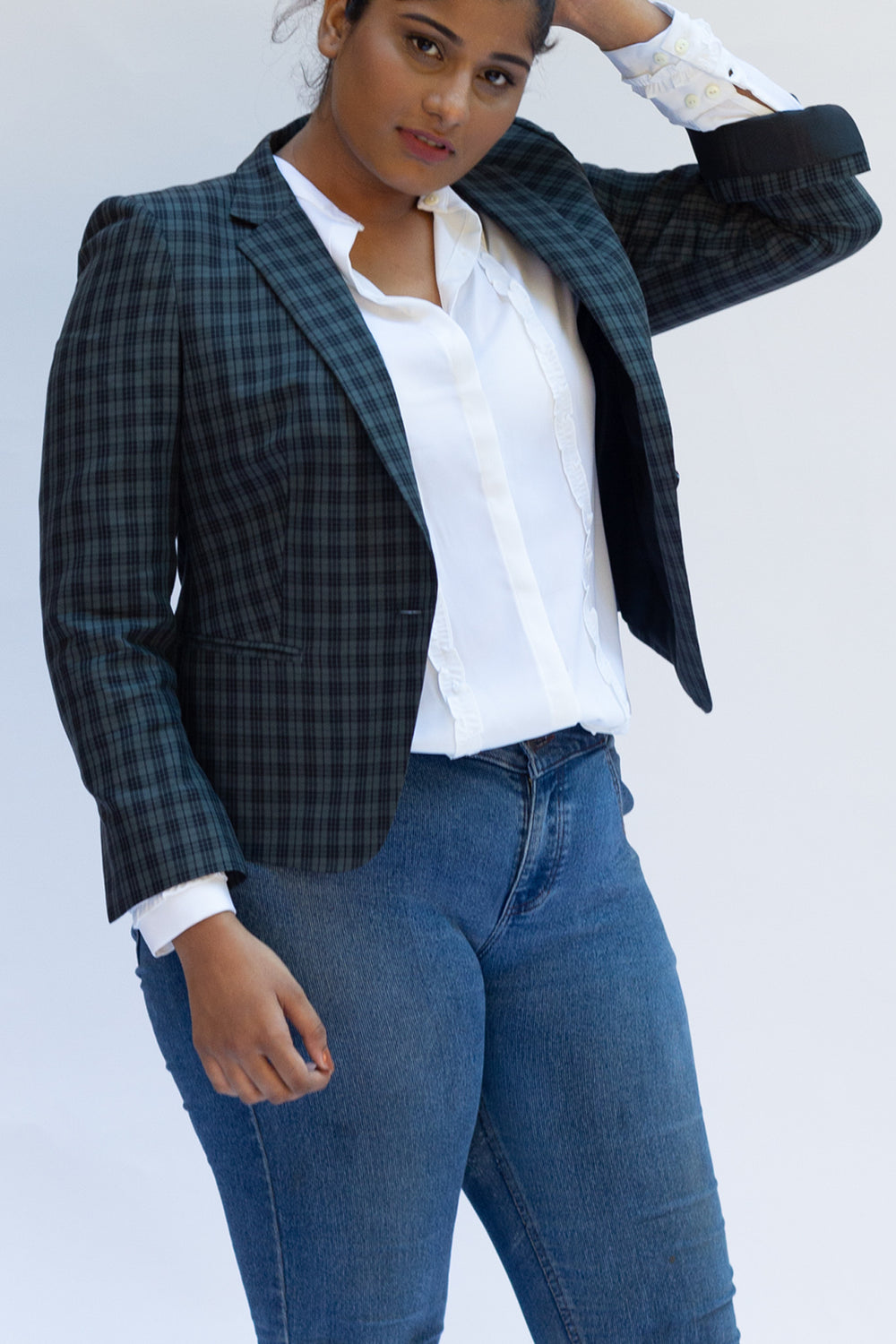 Green Plaid Jacket in Cotton