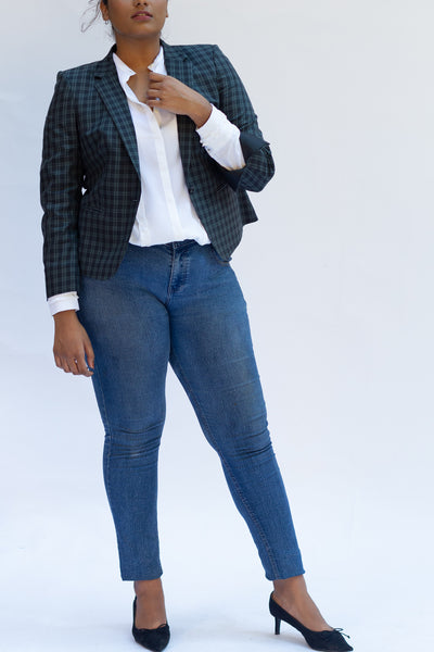 Green Plaid Jacket in Cotton