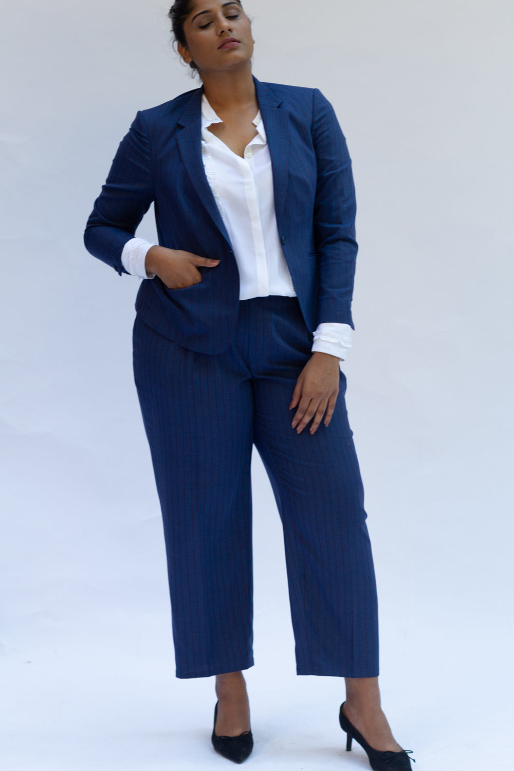 Cobalt Pinstripe Formal Blazer