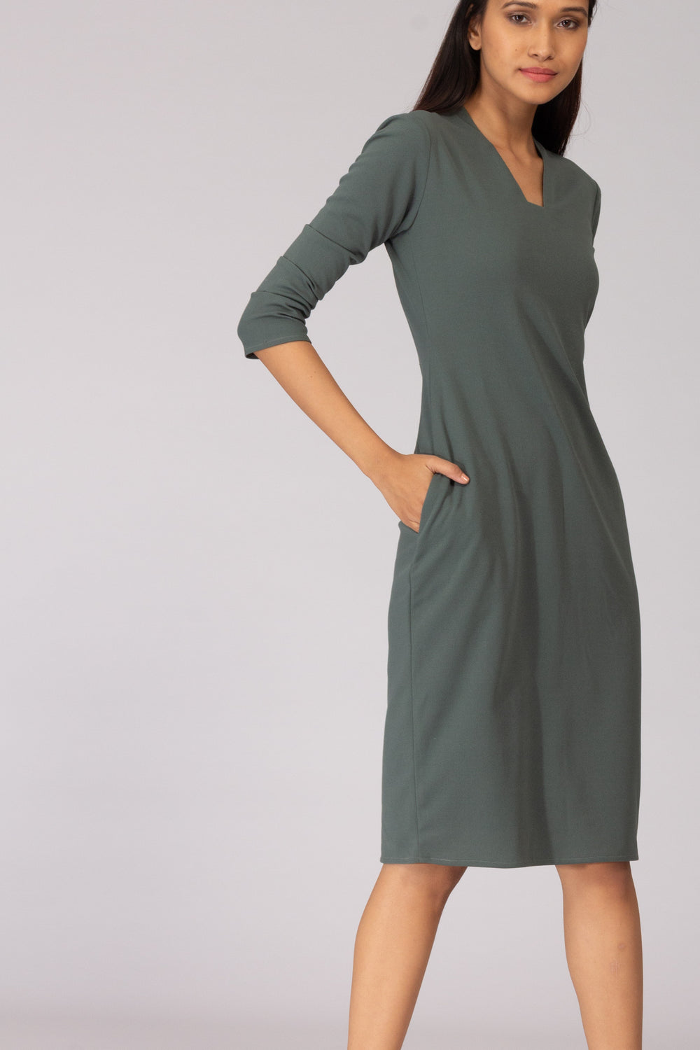 Moscow Shift Dress with Pleated Sleeve