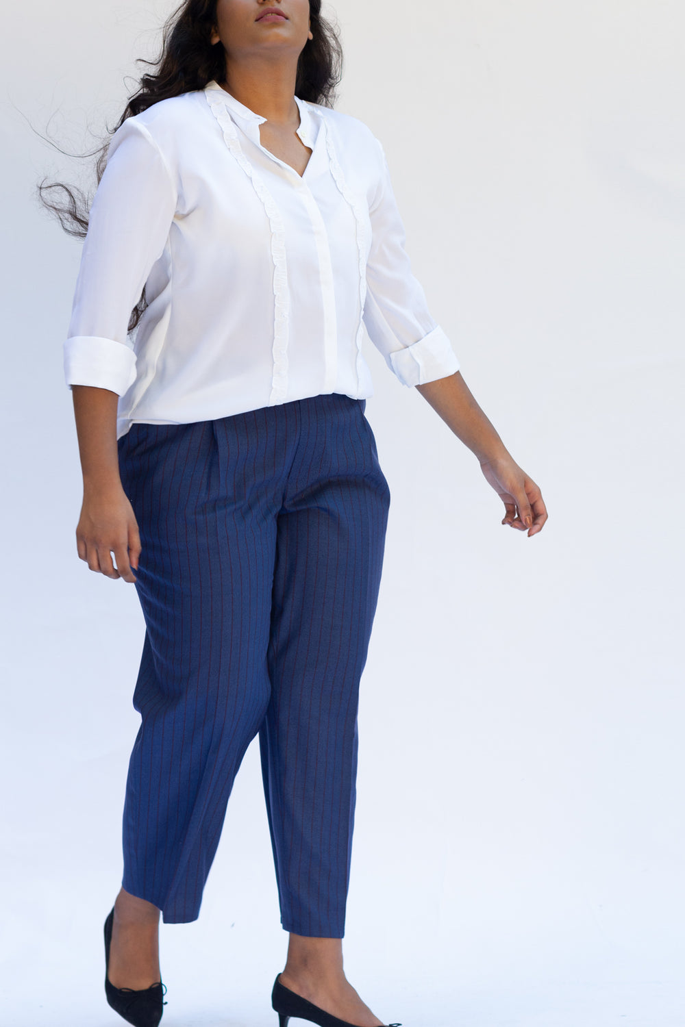Cobalt Pinstripe Pleated Trousers with Blazer