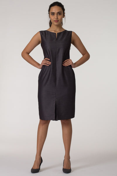 Charcoal Kickpleat Shift Dress