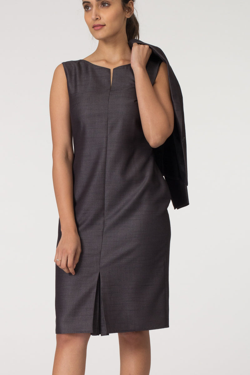 Charcoal Kickpleat Shift Dress