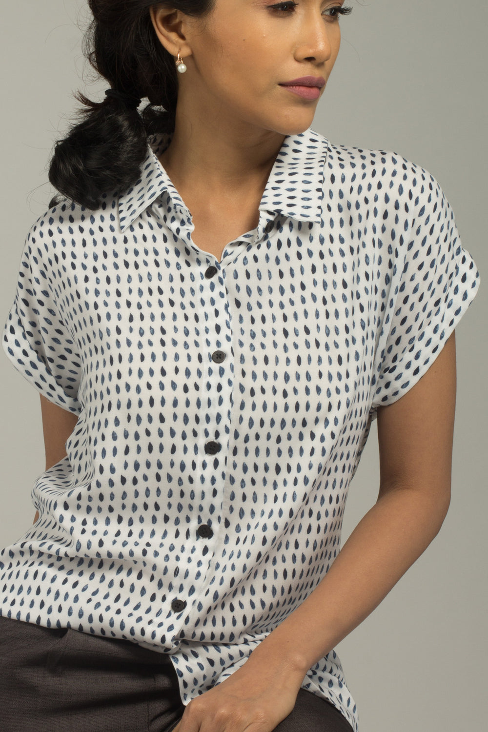Blue Rain Flowy Shirt