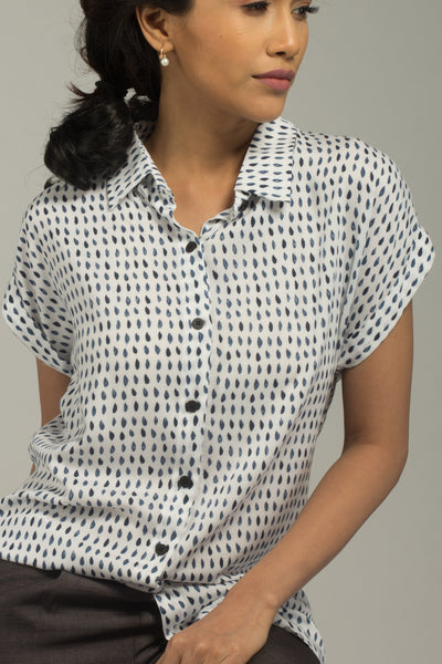 Blue Rain Flowy Shirt