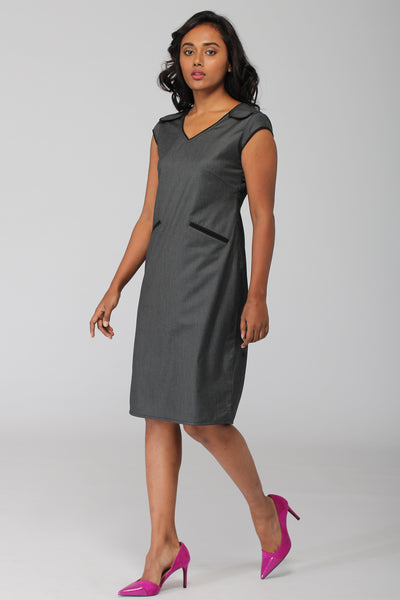 Ithaca Grey Herringbone Shift Dress