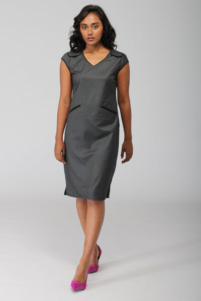 Ithaca Grey Herringbone Shift Dress