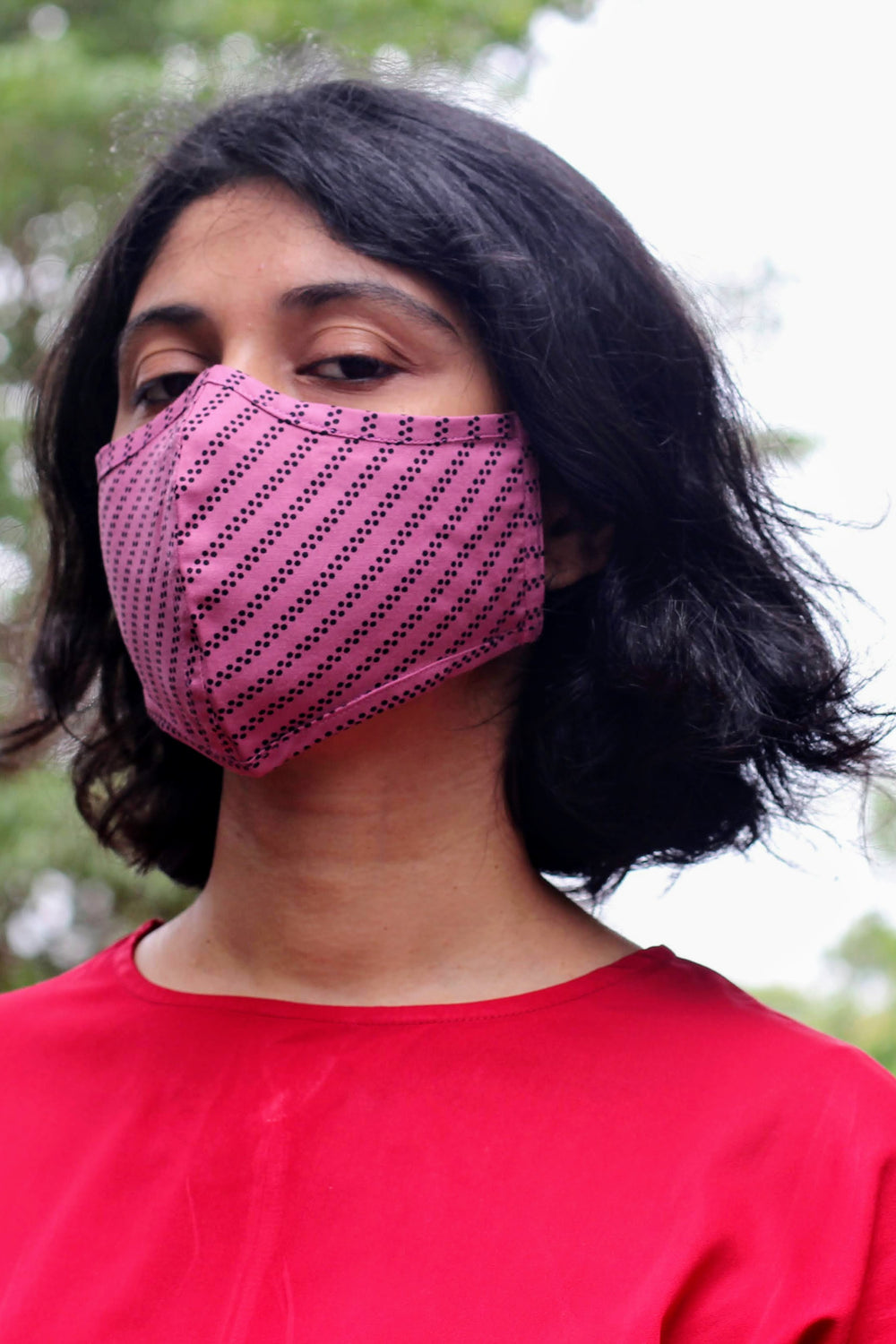 Pink Striped Two Ply Cloth Mask