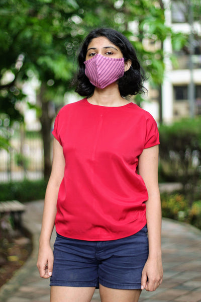 Pink Striped Two Ply Cloth Mask