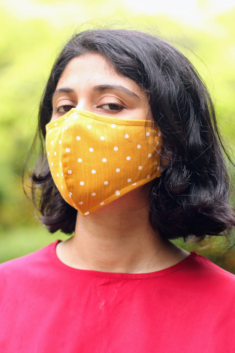 Yellow Polka Two Ply Cotton Mask