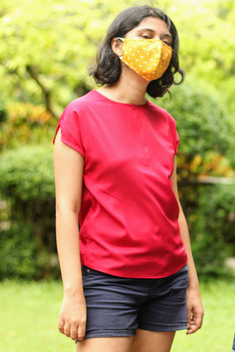 Yellow Polka Two Ply Cotton Mask