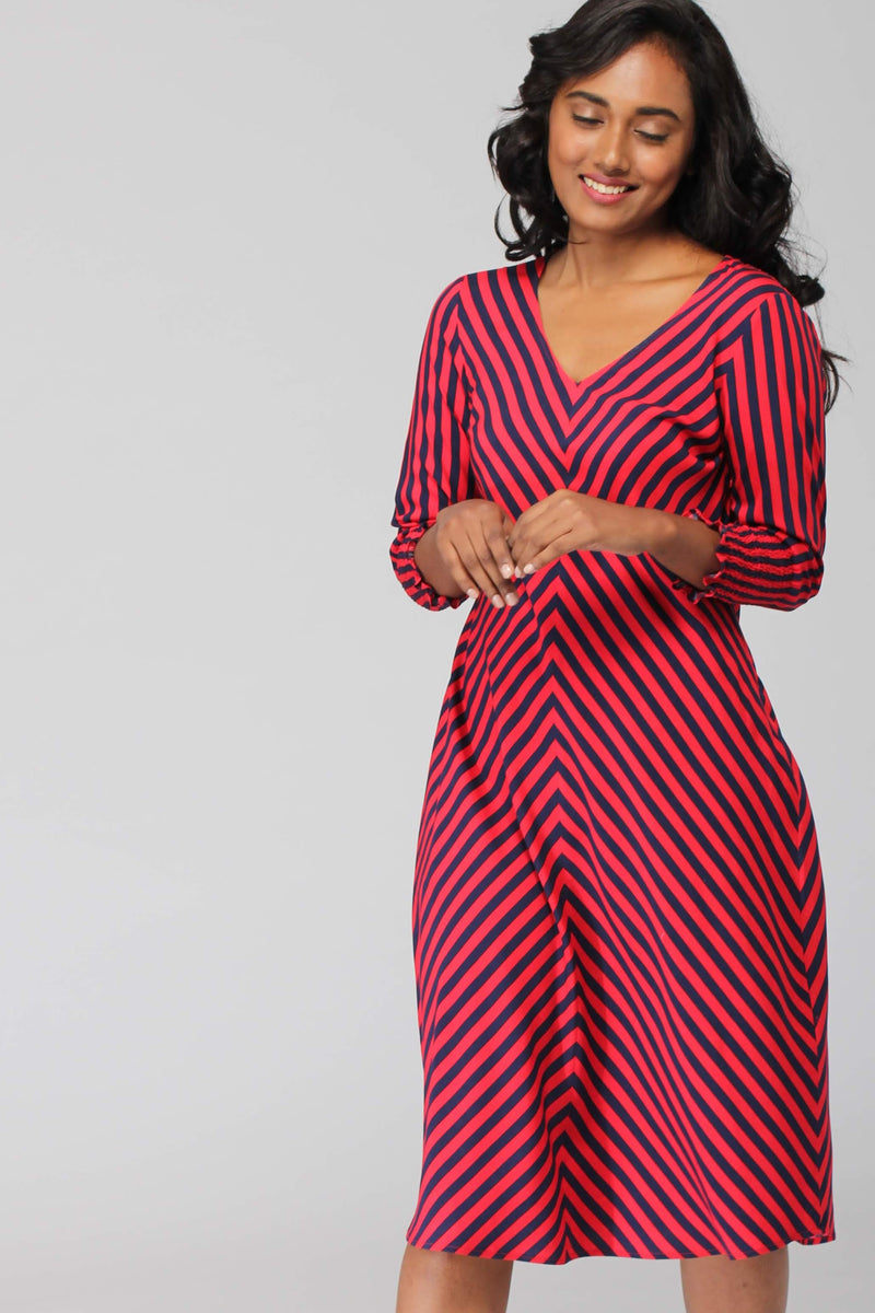 Zanskar A line dress with Ruched sleeve