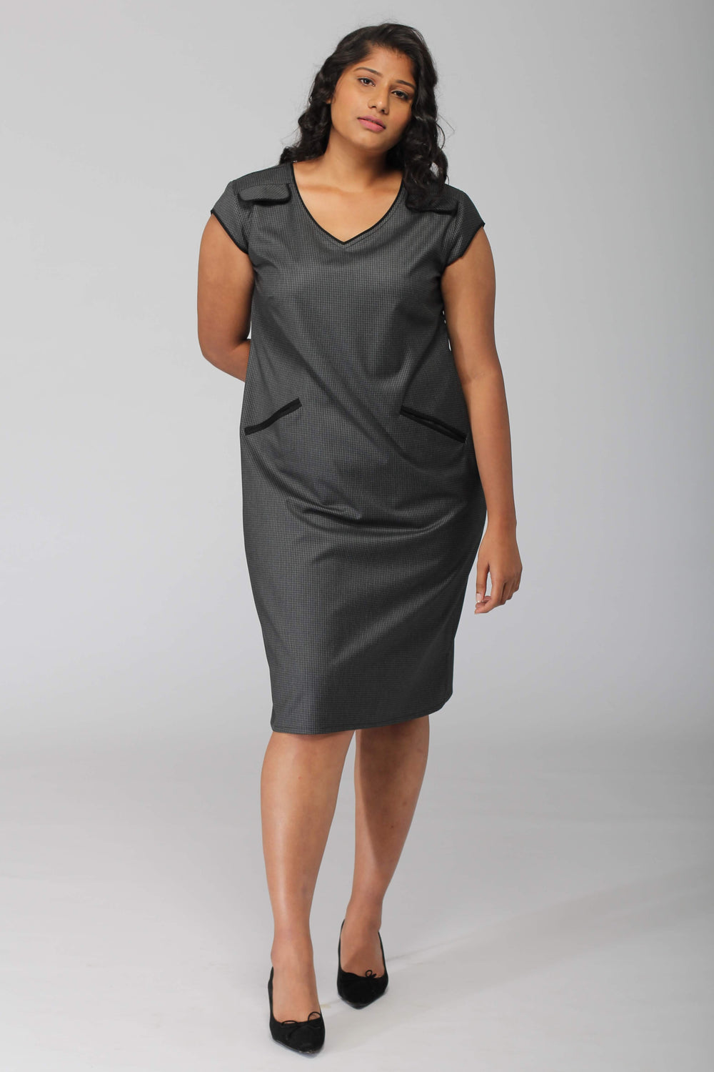 Ithaca Grey Herringbone Shift Dress