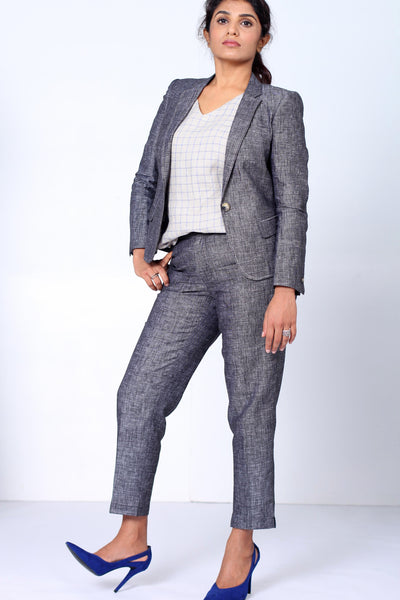 Pure Linen Blazer in Pebble Black