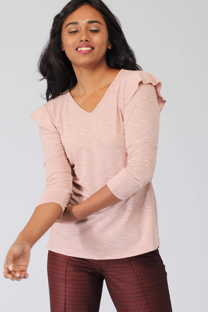 Crepe Pink Viscose Knit Top