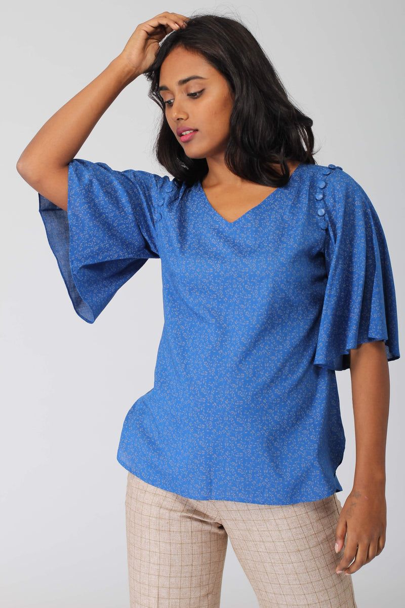 Azure Bell Sleeved Top