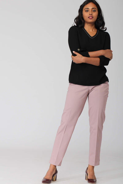 Smoky Pink Cotton Stretch Pants
