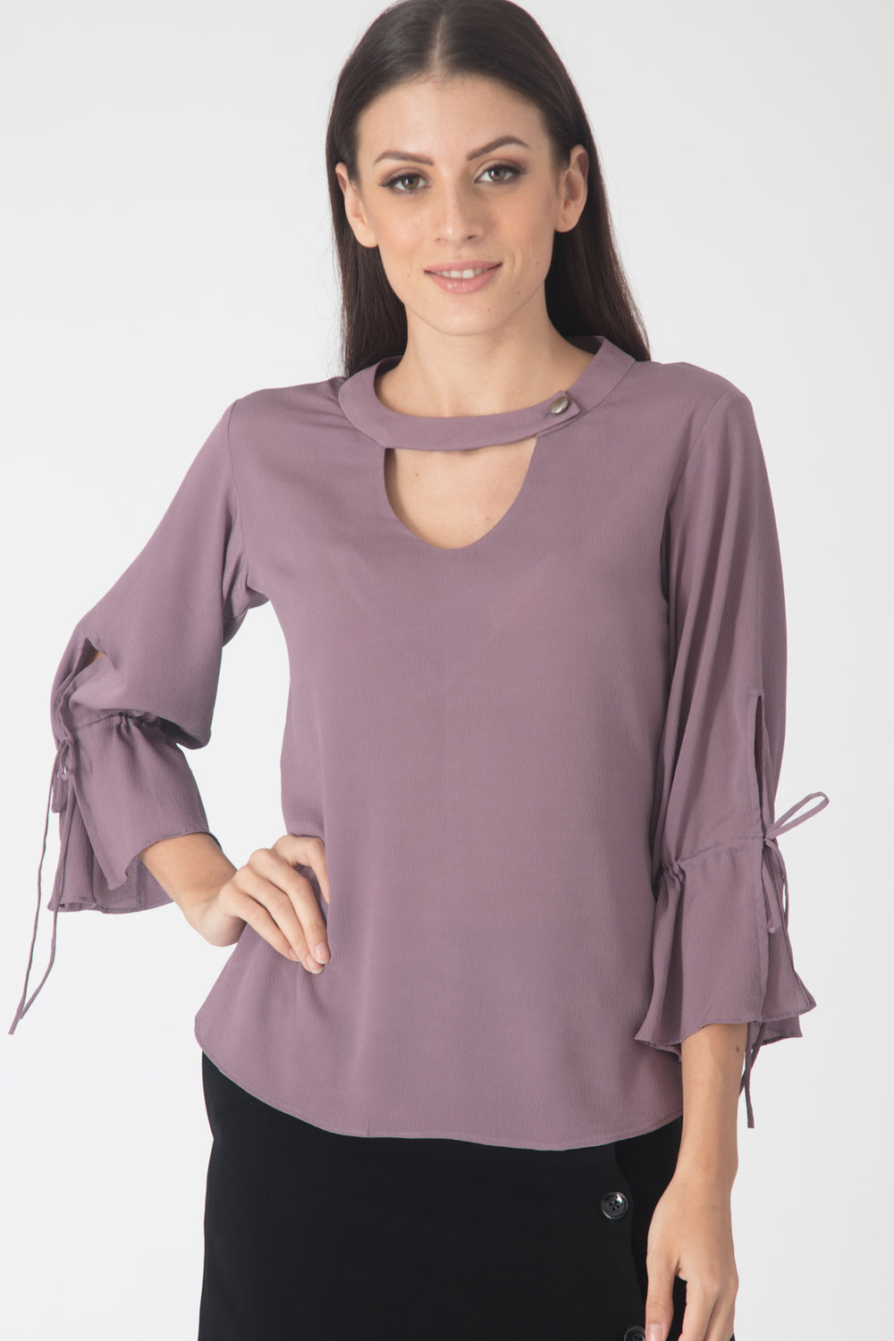 Lilac Slit Sleeves Blouse