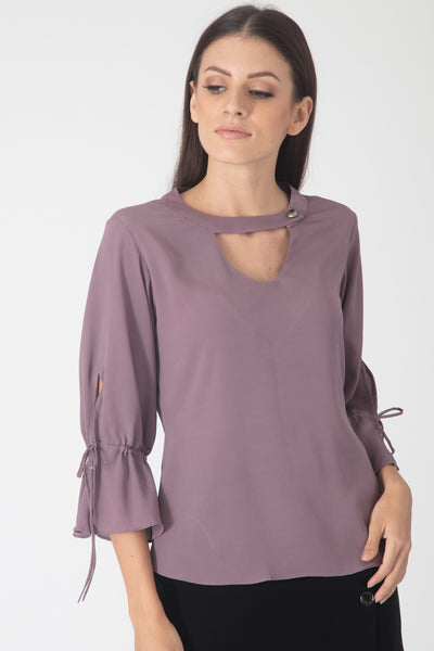 Lilac Slit Sleeves Blouse