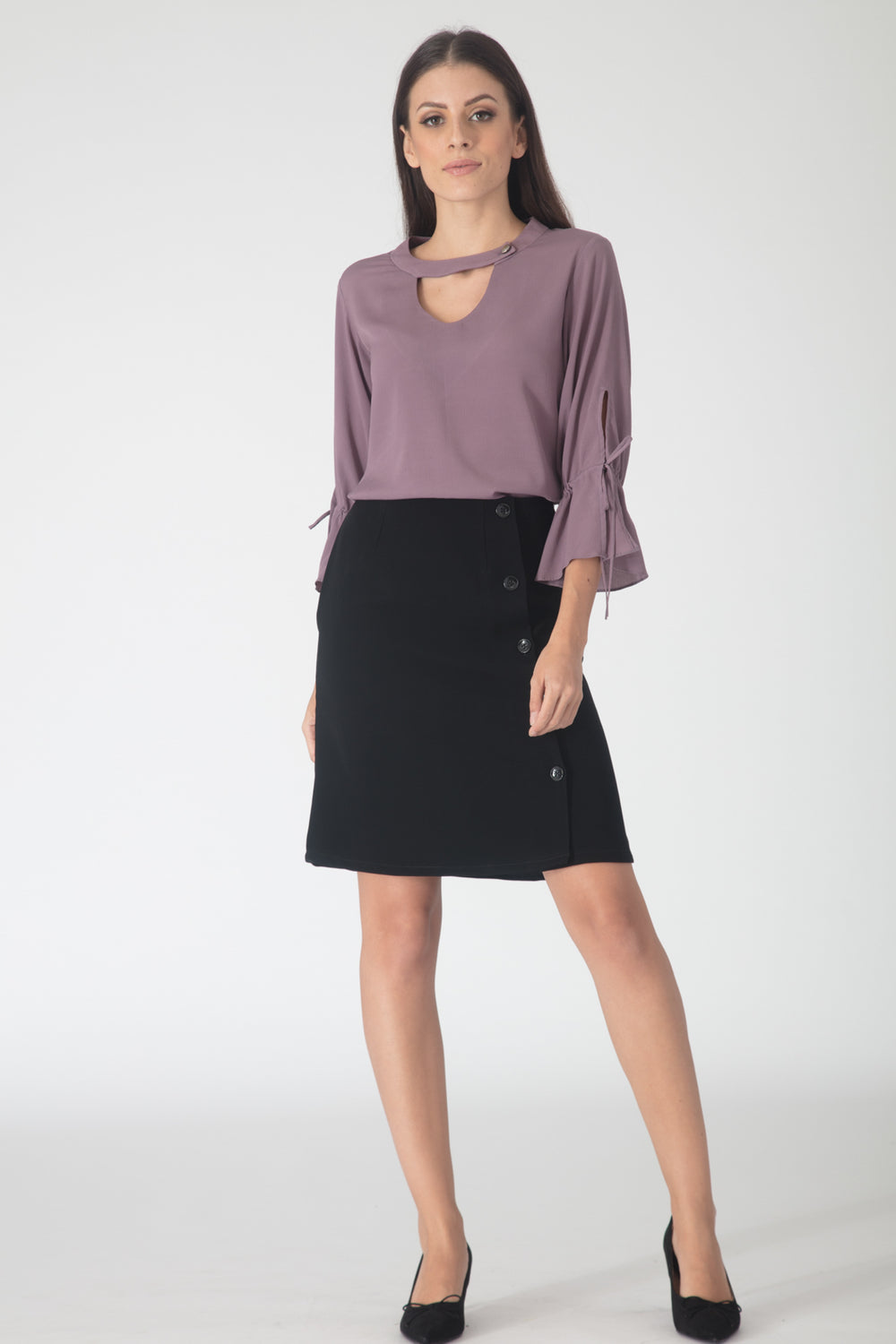 Lilac Slit Sleeves Blouse