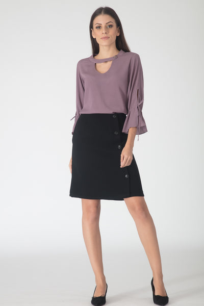 Lilac Slit Sleeves Blouse