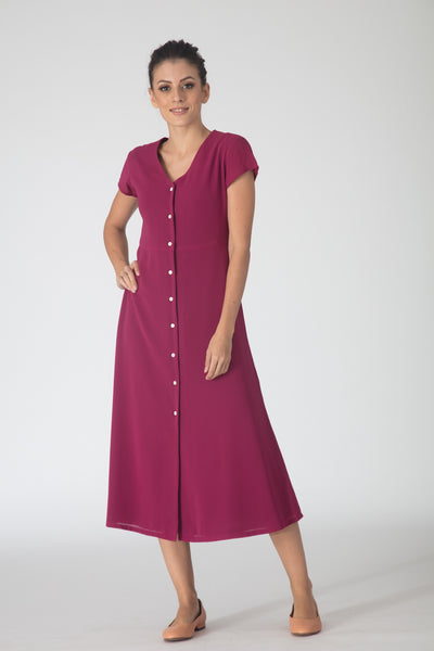 Pink buttondown midi dress