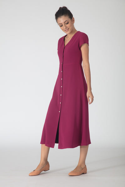 Pink buttondown midi dress