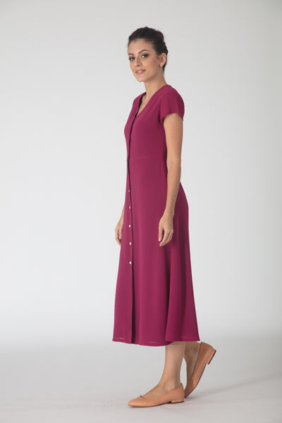 Pink buttondown midi dress