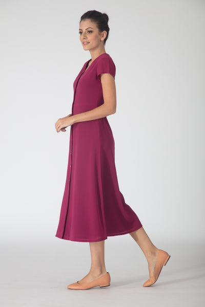 Pink buttondown midi dress