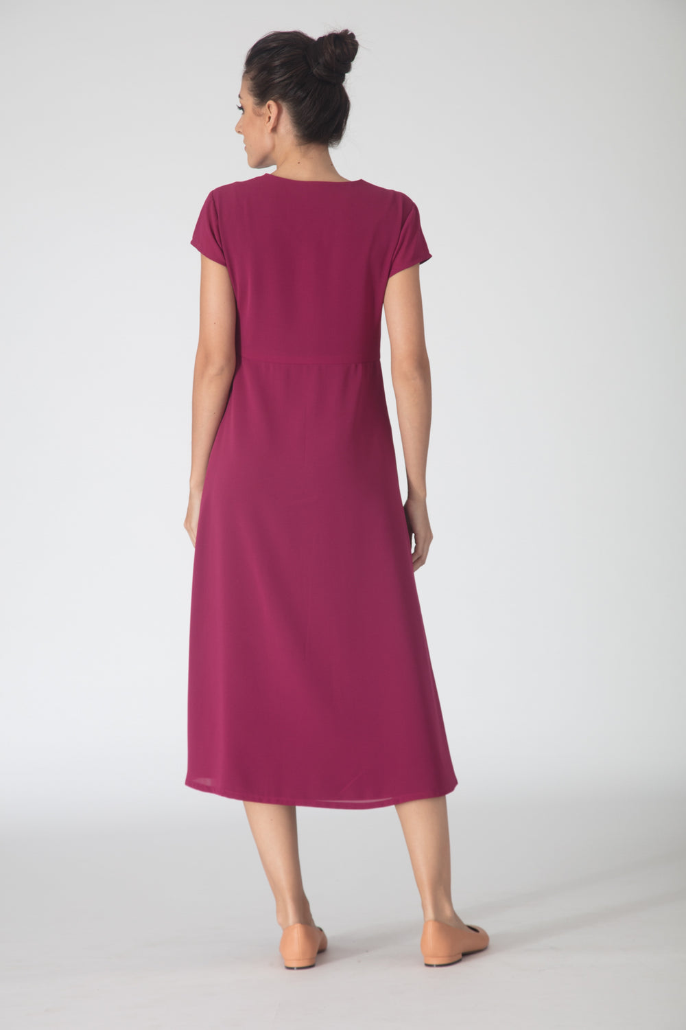 Pink buttondown midi dress