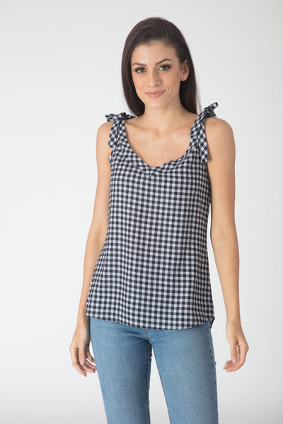 Gingham Tie-up Top